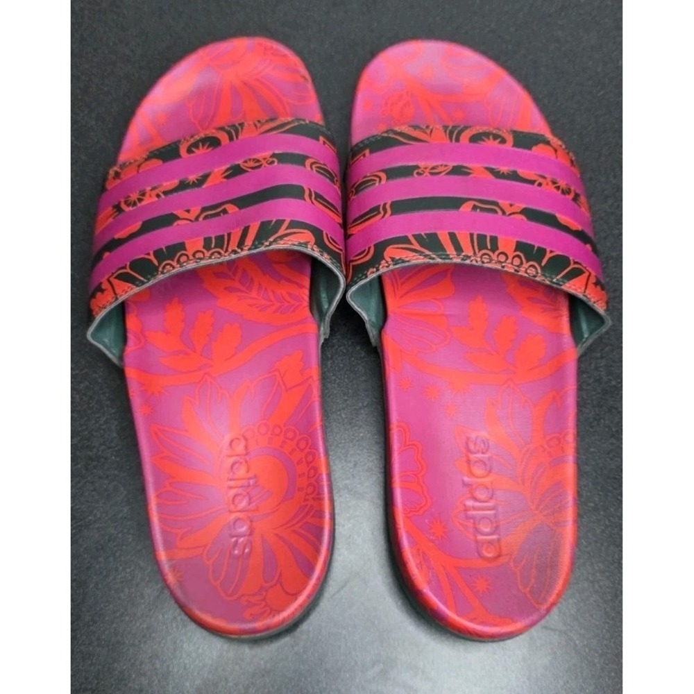 Adidas‎ Adilette Comfort Slide 'Floral - Bahia Magenta' Mens 11 Pink Slip On EUC